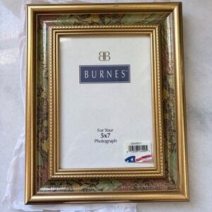 90s Byrnes Barnett Tapestry and Gold 5x7 Picture Frame Made in USA Vintage